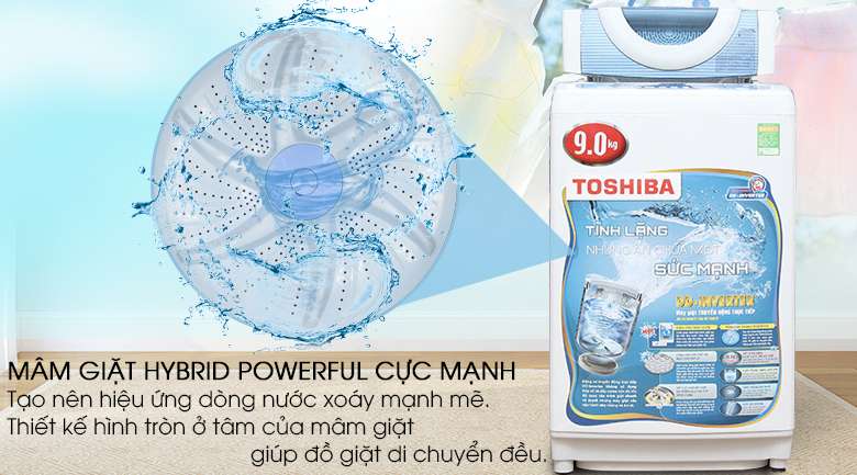 Mâm giặt Hybrid powerful - Máy giặt Toshiba Inverter 9kg AW-DC1005CV
