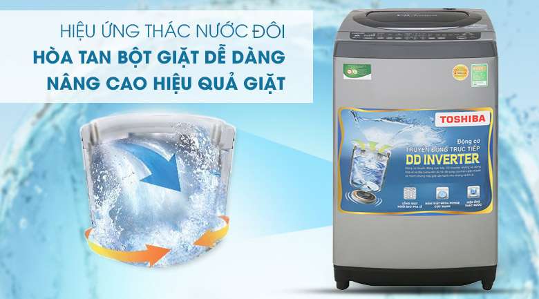 Hiệu ứng thác nước đôi - Máy giặt Toshiba Inverter 9 Kg AW-DJ1000CV SK