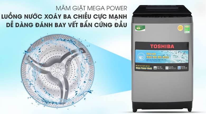 Mâm giặt 3 cánh Mega Power - Máy giặt Toshiba 9.5 Kg AW-UH1050GV DS