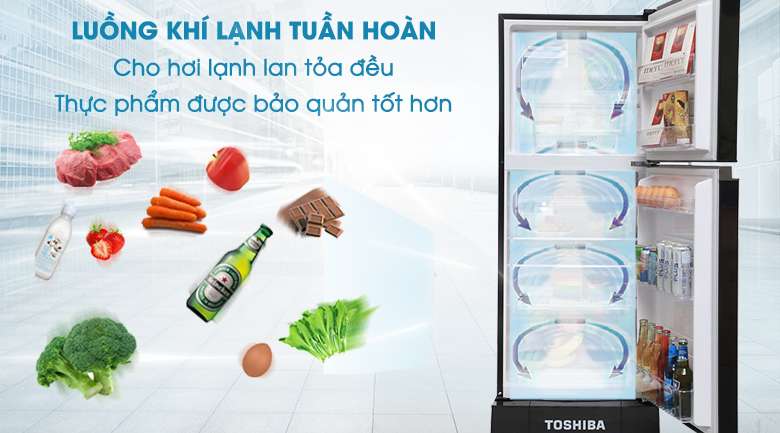 Luồng khí lạnh tuần hoàn - Tủ lạnh Toshiba 186 lít GR-M25VMBZ(UKG)