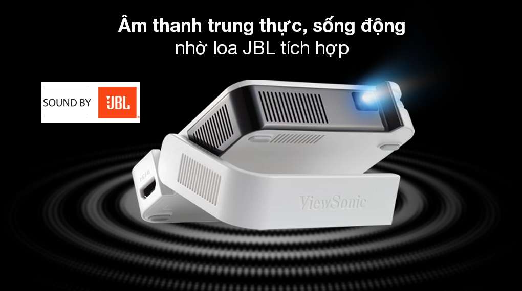 Máy chiếu Viewsonic M1 Mini Plus - Bữa tiệc âm nhạc hấp dẫn được tái hiện tinh tế qua loa JBL tích hợp