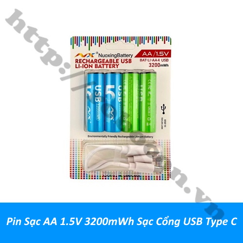 Pin Sạc AA 1.5V 3200mWh Sạc Cổng USB Type C 