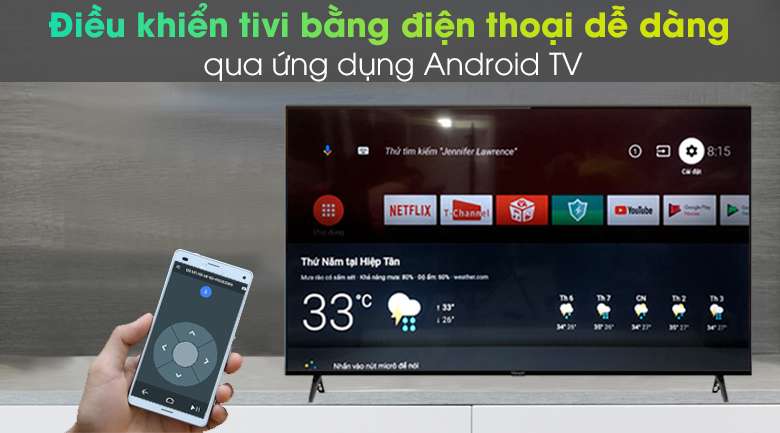 Điều khiển qua điện thoại - Android Tivi Vsmart 4K 50 inch 50KD6800