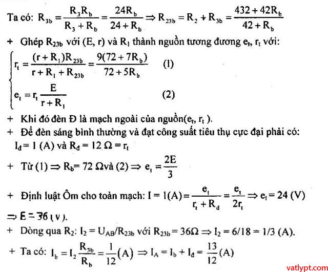 Bài tập định luật Ôm cho toàn mạch vật lý lớp 11