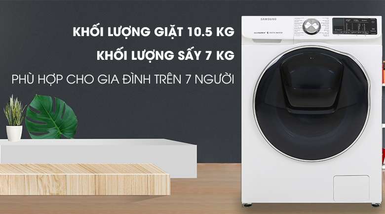 Máy giặt sấy Samsung AddWash Inverter 10.5 kg WD10N64FR2W/SV - Giặt sấy tích hợp